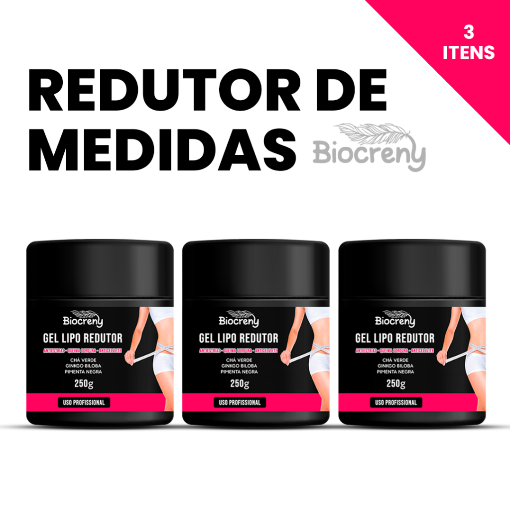 Kit 3 Gel Redutor  Pimenta Negra + Crioterápico  Combate Celulite E Estrias Gordura Localizada