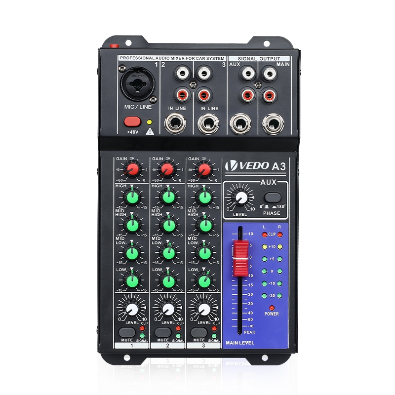 VEDO 3 Canais Mesa De Som Automotivo 12V Portátil Bivolt Console De Mixagem Para Computador E Carro