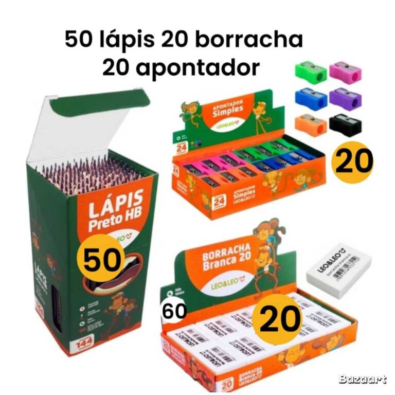 Kit 50 Lápis de Escrever Preto 20 Borracha Escola