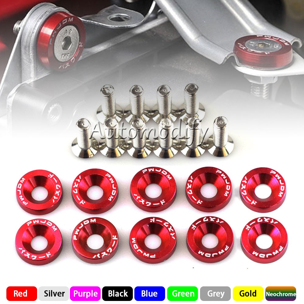 Fender 10PCS M6 JDM Fixadores Hexagonais Modificados Para Carro Arruela De-Choque Parafusos Côncavos