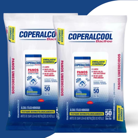 Kit 2x Refil Lenços Panos Umedecidos Álcool Cope