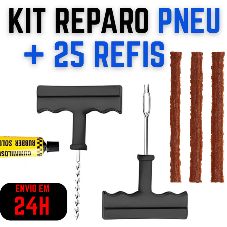 Kit Completo de Reparo de Pneu Sem Câmara Carro e