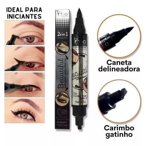 CANETA DELINEADOR Carimbo Olho Gatinho Tango 2 em1