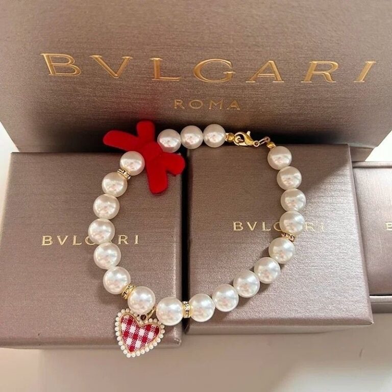 Colar Pet P Vermelho com Pérola e Coração Vinta