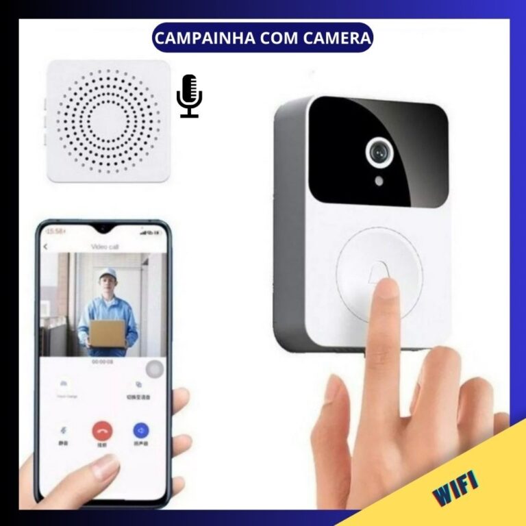 Campainha Com Câmera Vídeo Porteiro Sem Fio Wi-F