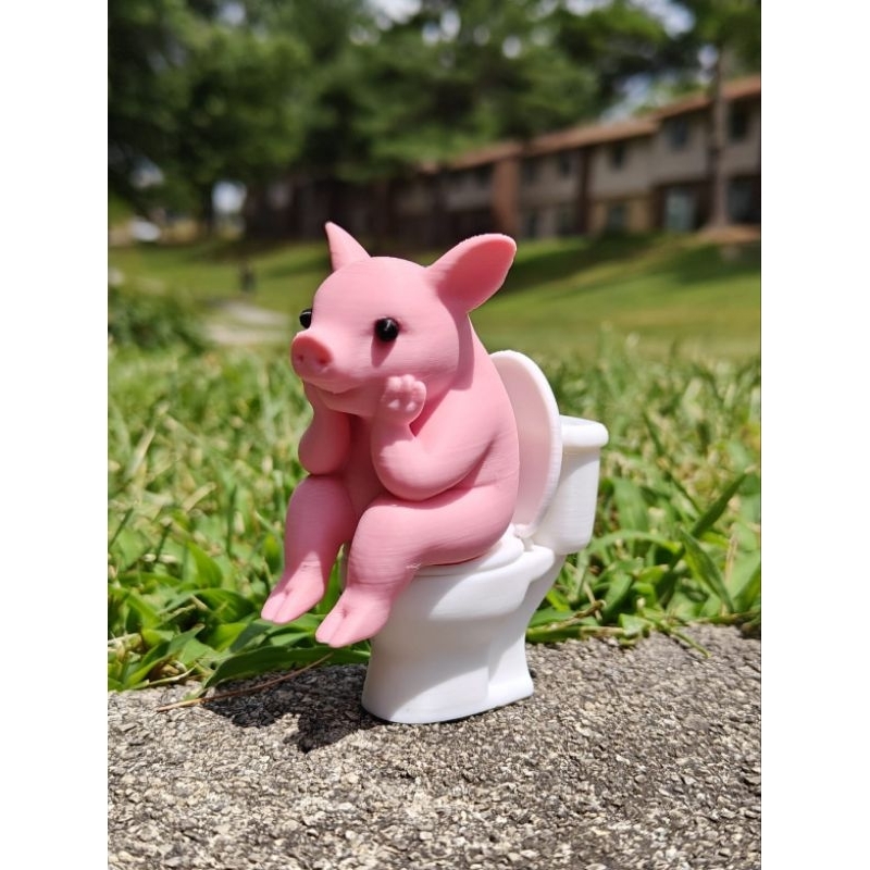 Porquinho Engraçado Decorativo | Caga Certo | Enfeite de Banheiro 9cm