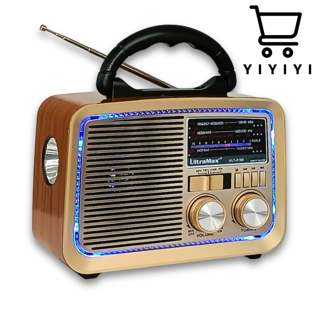 Radio Retro bluetooth ,entrada usb,microsd lanterna e sainda auxiliar ULT-3188