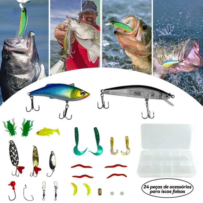Kit 24 Iscas Artificiais Importadas Equipamento De