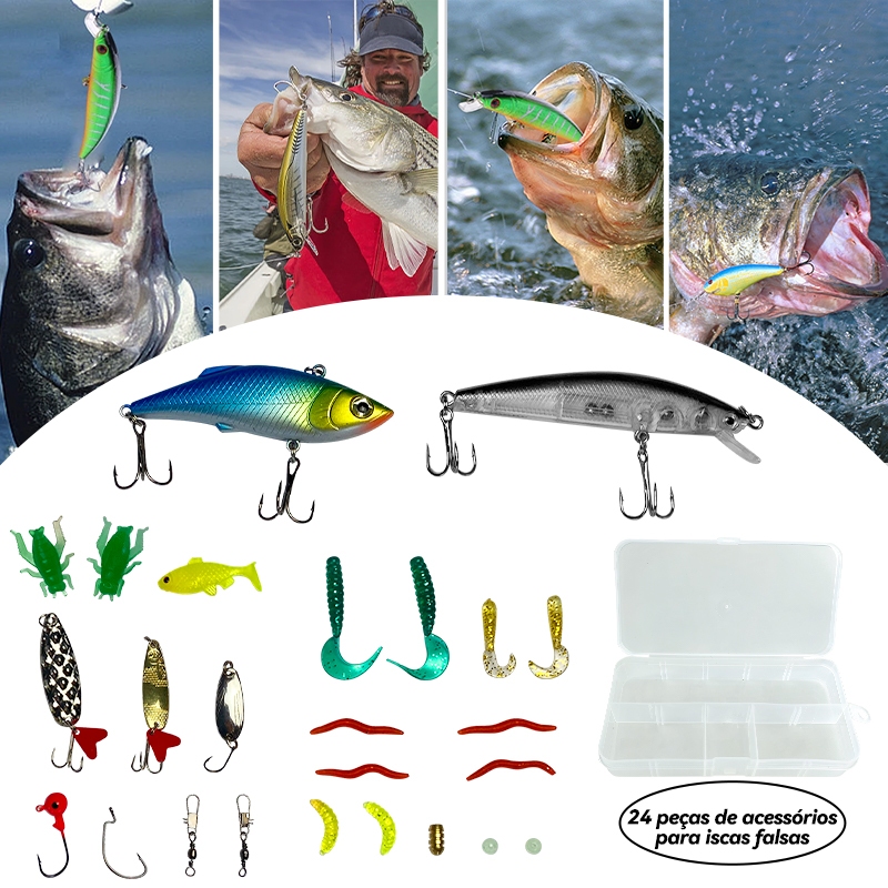 Kit 24 Iscas Artificiais Importadas Equipamento De Pesca 9cm/8g Afundamento Afund