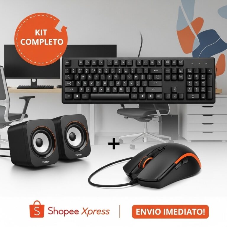 Kit Com Teclado + Mouse + Caixa de Som Para Comput