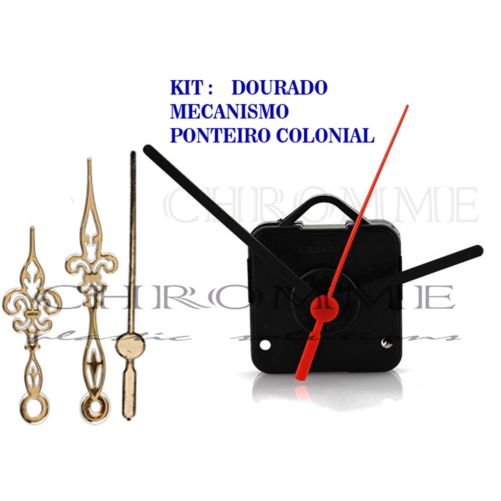 Kit de 5 Maquinas Continuas ( Silenciosas ) Para Relógios + 5 Ponteiros Coloniais – Kit Dourado