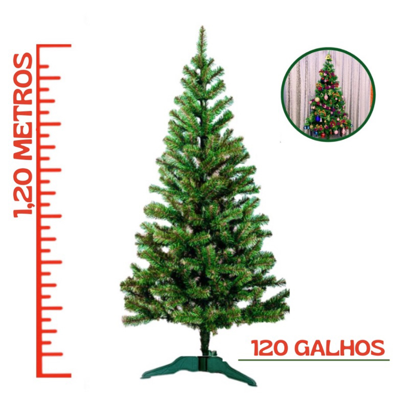 Árvore de Natal Pinheiro Tradicional 1,20m 120 Galhos Artificial