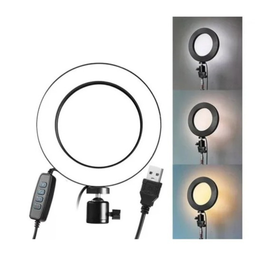 Ring Light Led Mesa Iluminador Pequena Tripé 6 Polegada 16cm MB