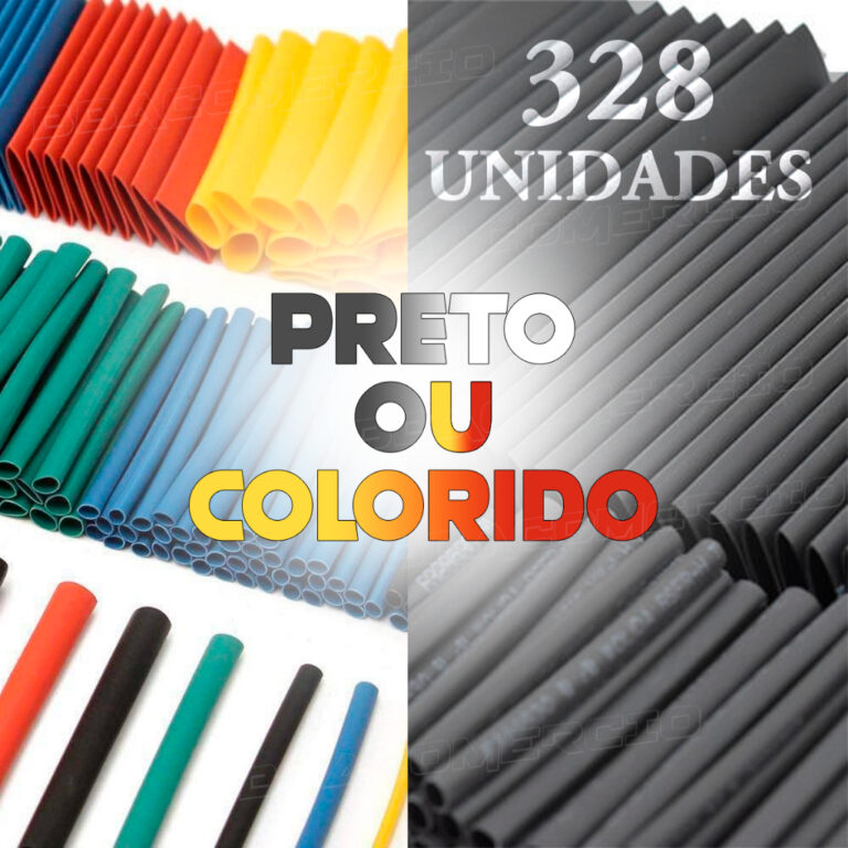 Kit 328 530 750 Peças Tubo Termo Retrátil Preto 