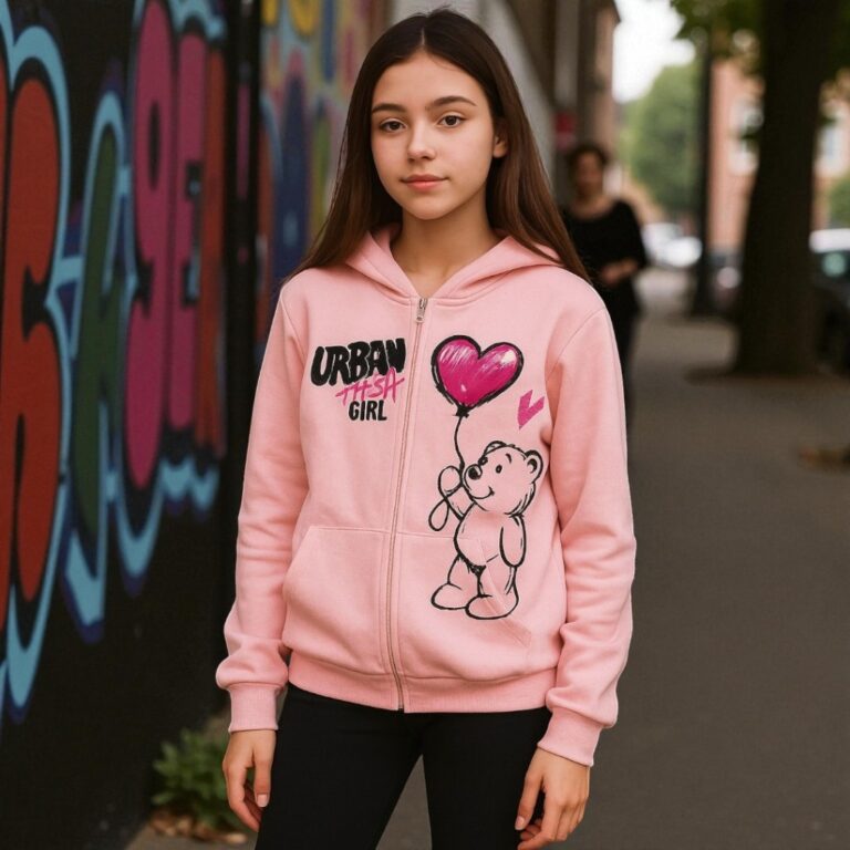 Jaqueta Moletom Infantil Menina Capuz E Zíper Cas