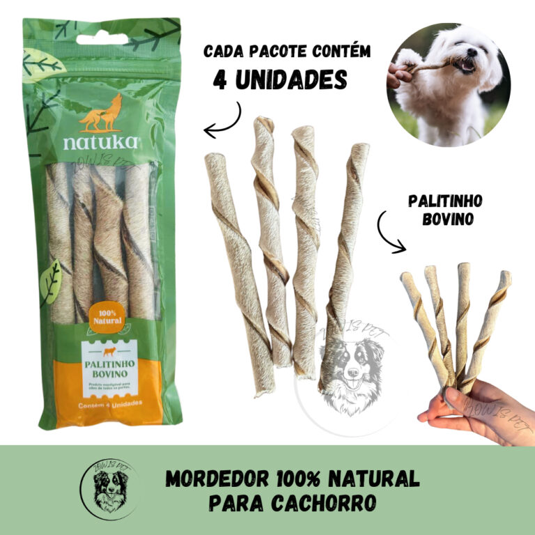 Mordedor 100% Natural Pet Palitinho de Couro Bovin