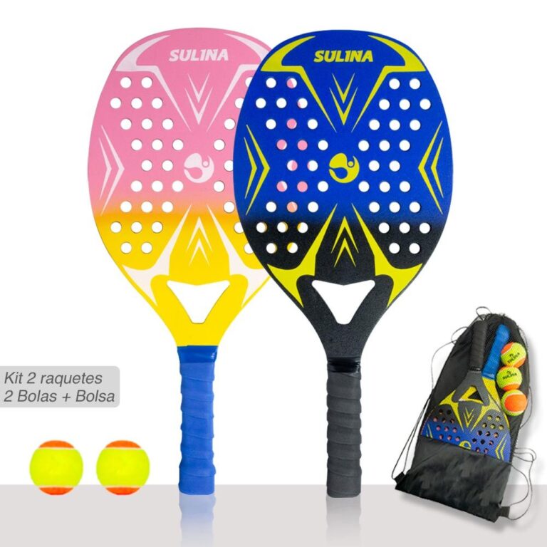 Kit 2 Raquete Beach Tennis Com Capa + 2 Bolas de B