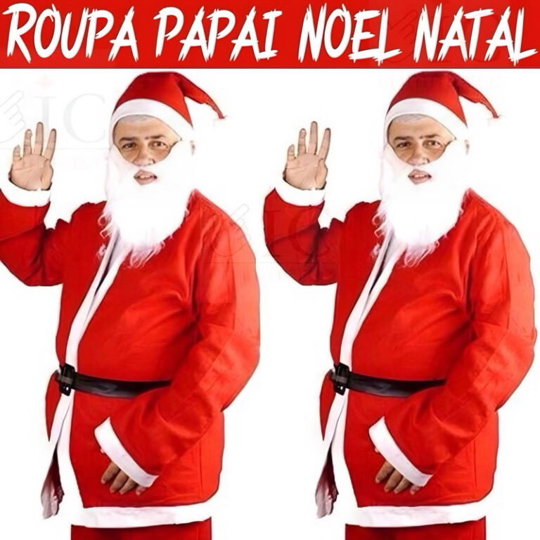 Fantasia Papai Noel Adulto Roupa Feltro Luxo 5 Pe�