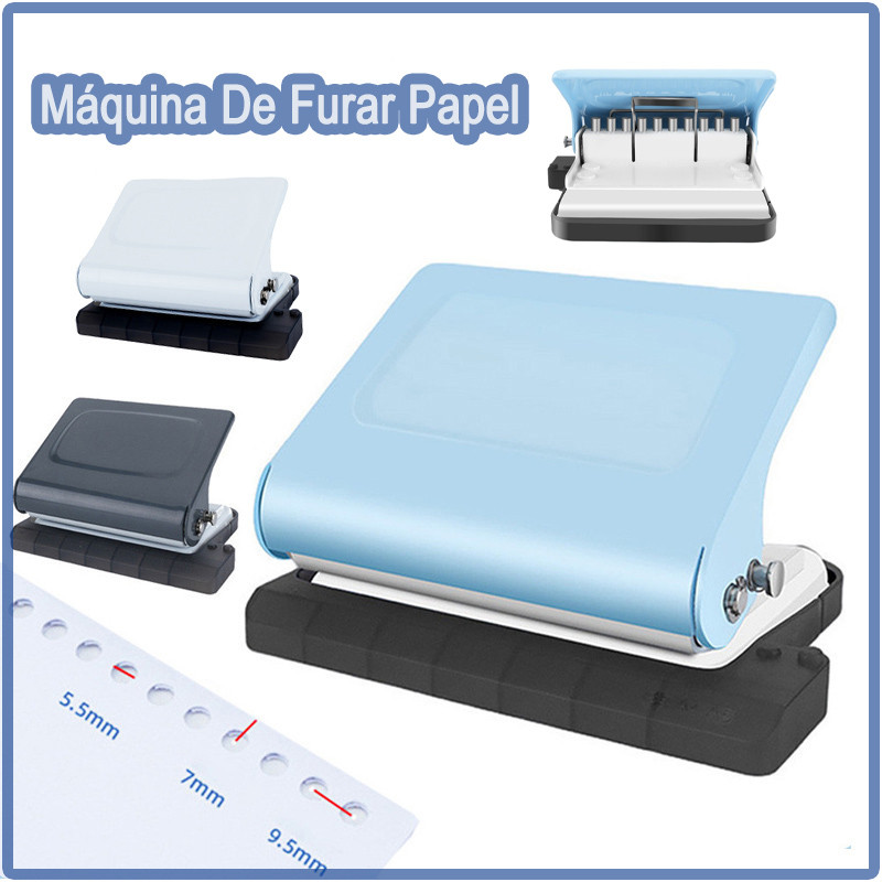 Furador De Papel Com 10 Furos Ferramenta Portátil Para Furar Documentos E Encadernação