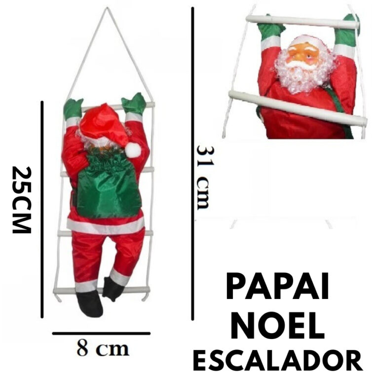 Papai Noel Subindo Escada 31x25x8 Grande Enfeite N