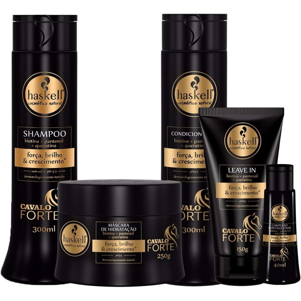 Kit com 5 Linha Cavalo Forte 300ml Haskell Cuidado Com O Cabelo Salao de Beleza Tratamento Capilar I