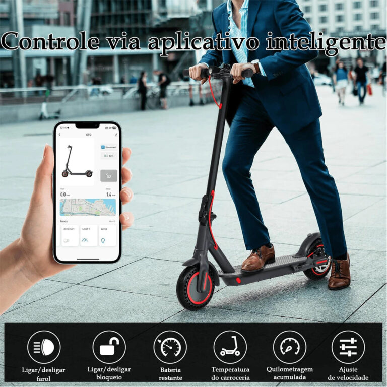 Patinete Elétrico Dobrável 500w Bluetooth Até 4