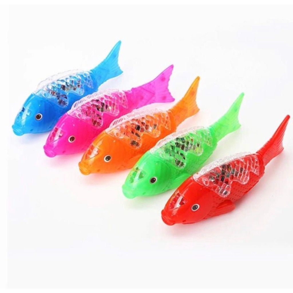 Peixe de Brinquedo Musical com Luz Led Bate Cauda