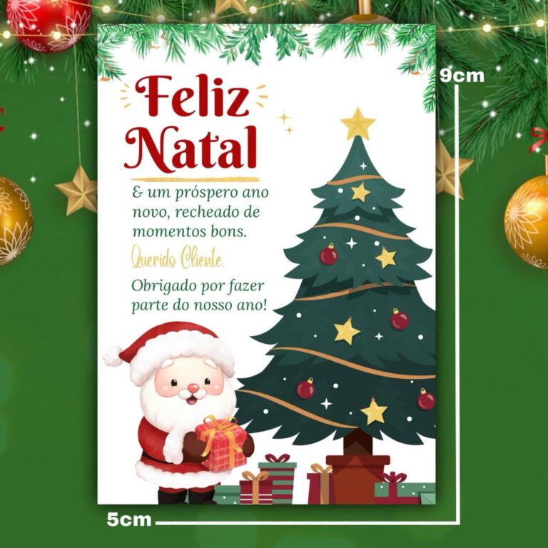 50 ou 100 unids. Cartões ao Cliente Tema Natal , 