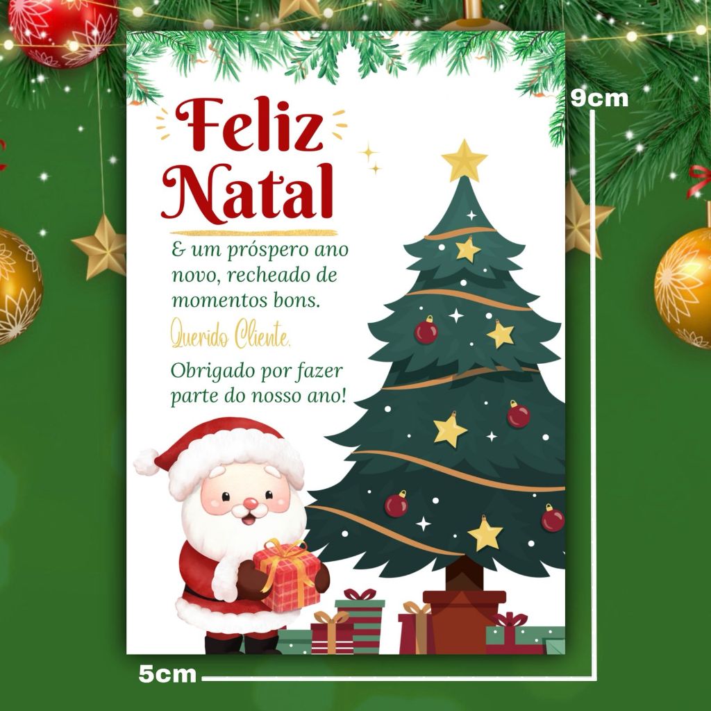 50 ou 100 unids. Cartões ao Cliente Tema Natal , Cartão de Agradecimento ao Cliente, Tags Natal (Pap