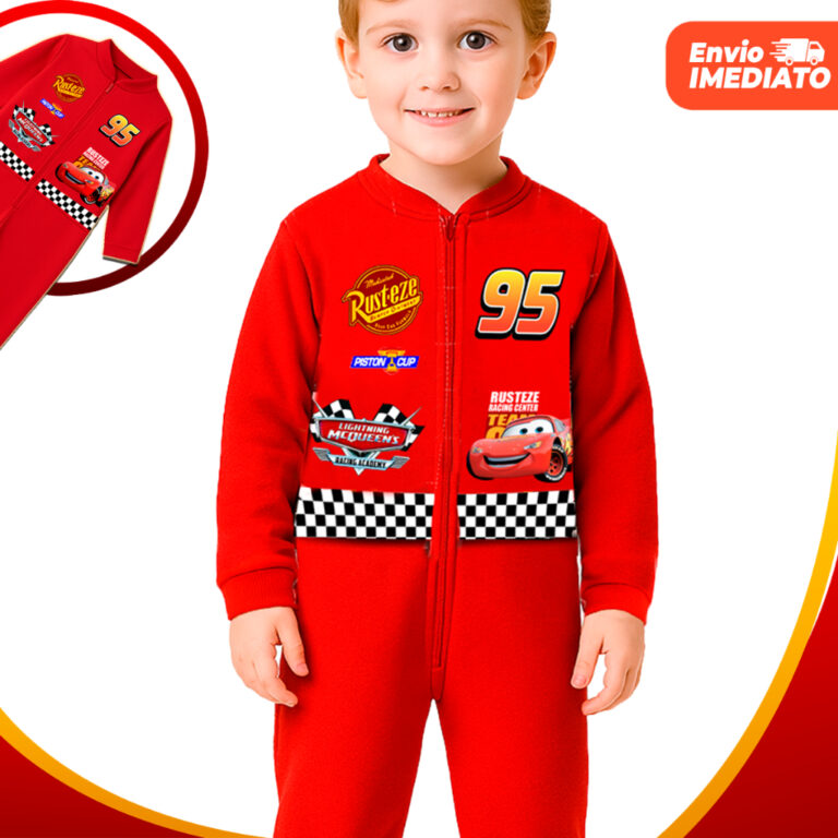 Fantasia Macacão Mcqueen Carros Infantil Luxo 