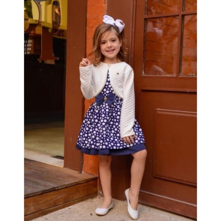 Bolero para menina manga longa com botão moda inf