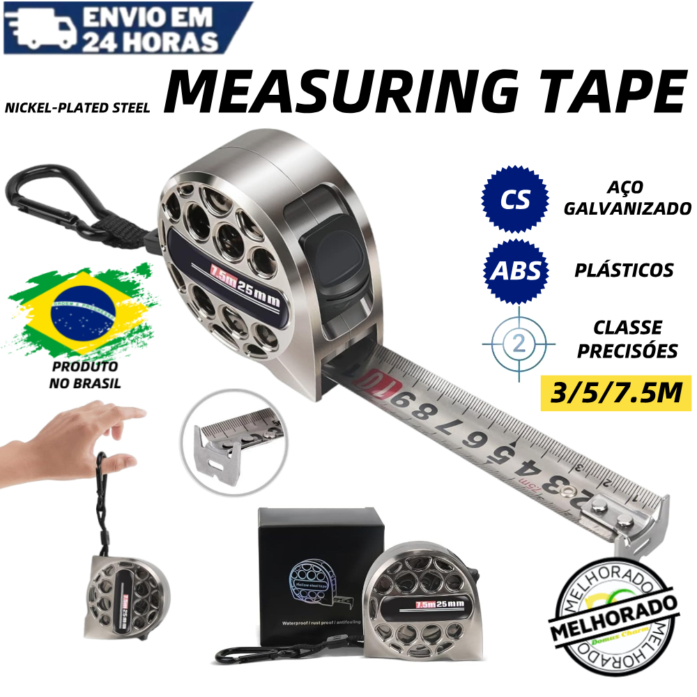 Fita Métrica de Alta Precisão 3/5/7,5m Ideal para Construção, Carpintaria e Uso Doméstico