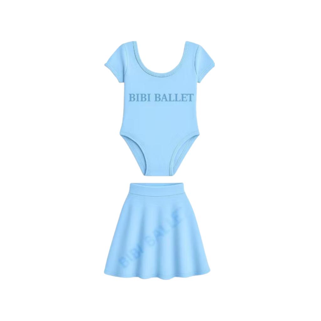 Kit 2 Itens (Azul Bebê) – Collant com ou sem Manga, e Saia de cós – Para ballet ou Jazz