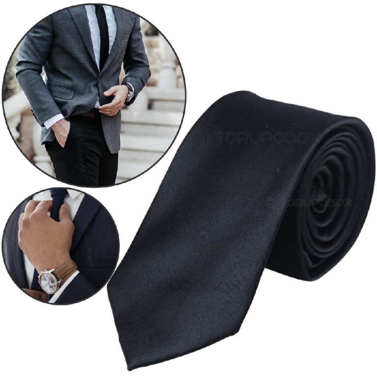 Gravata Slim Social Masculina Preta Casamento Fest