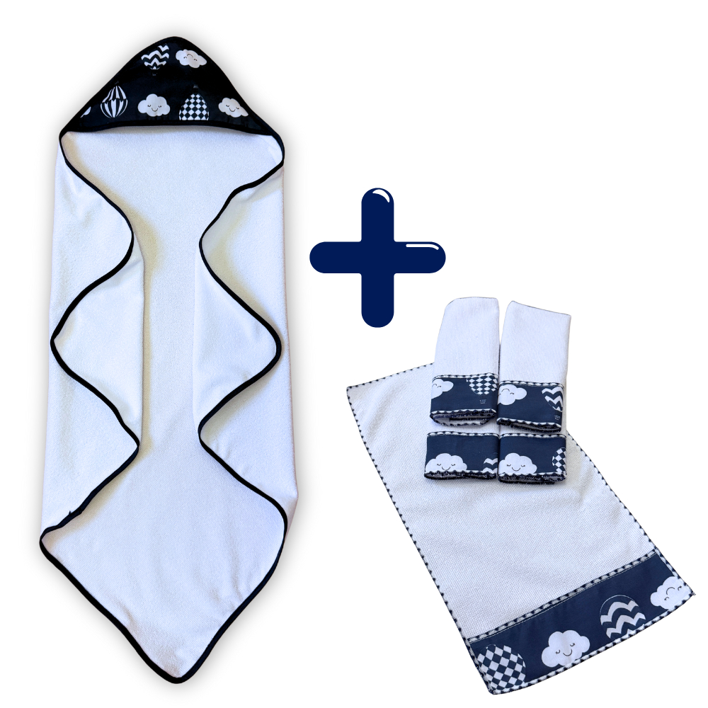 Toalha de Banho para Bebê com Capuz Forrado + 5 Toalhinhas Higiênicas Atoalhado