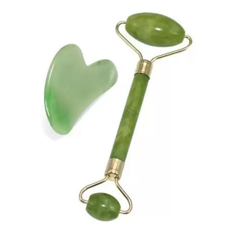 Kit 1Rolos Massageador Pedra De Jade Massagem Faci
