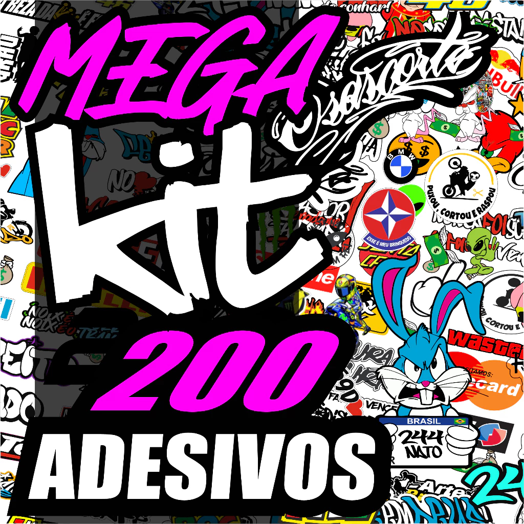 Kit 200 Super Adesivo Para Moto Bike Carro Alta Resolução Super Cartela aprova dagua VINIL