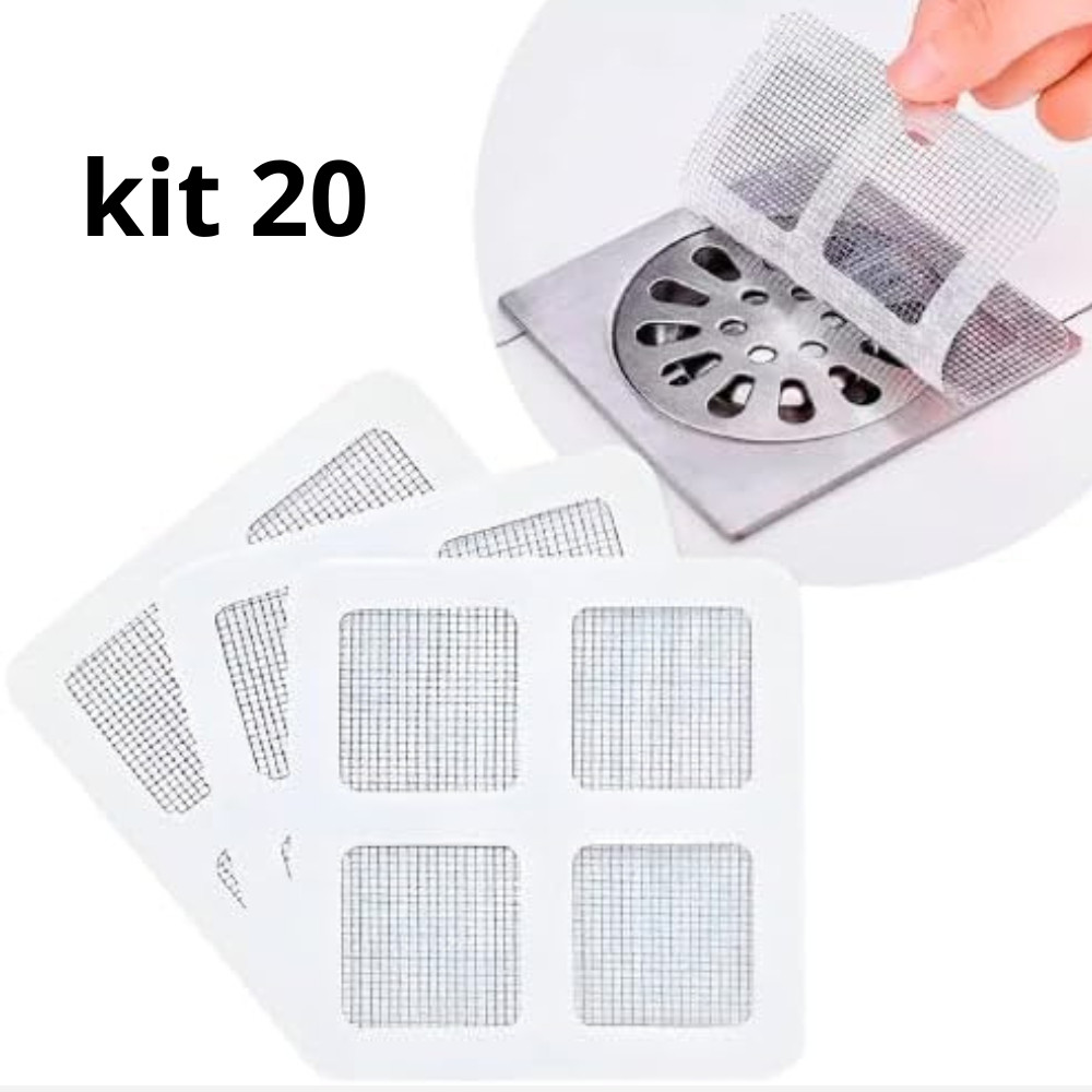 Kit 40 Filtros Adesivo Para Ralo Banheiro Cozinha Quintal Coletor De Cabelo Anti Inseto Tela Proteto