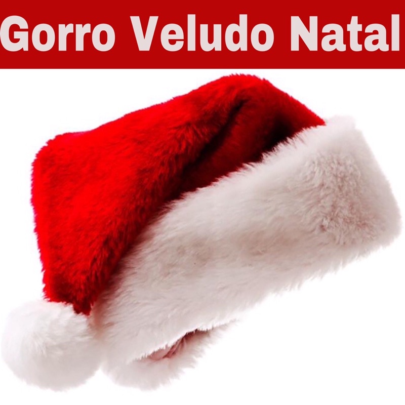 Gorro Papai Noel Natal Veludo Vermelho 1 a 6 Unid. 40cm Touca