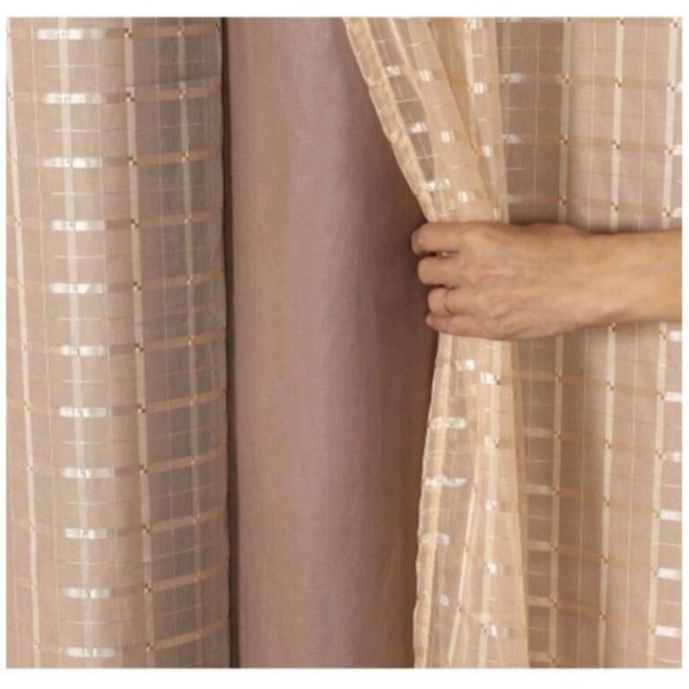 Cortina Blackout PVC Com Tecido voil xadrez 1 part