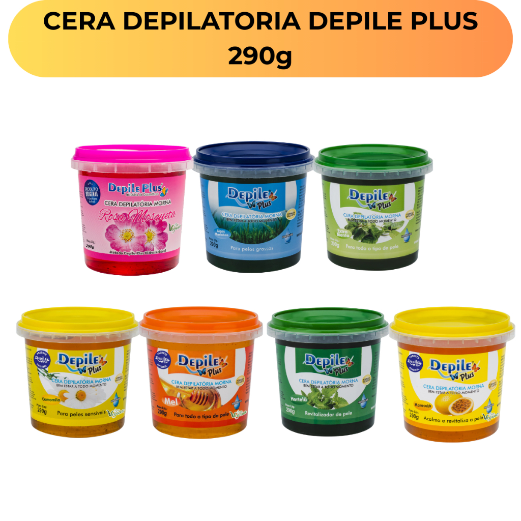 Cera Depilatória Íntima e Corporal Hidrossolúvel Vegana Depile Plus Profissional 290g