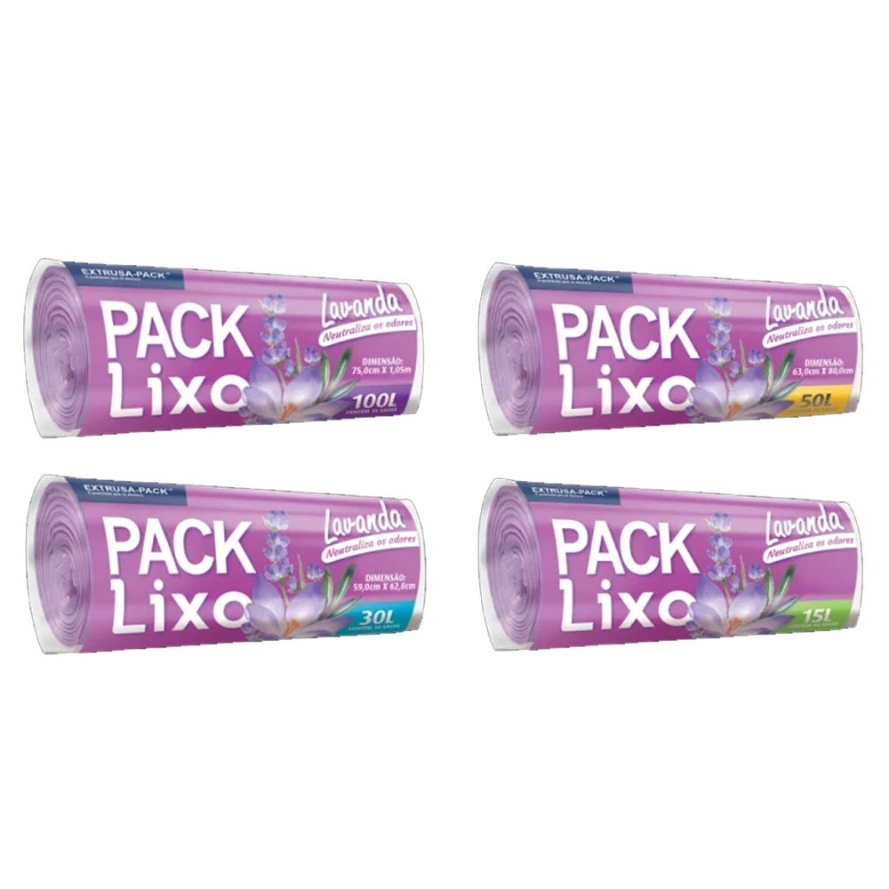 Saco de Lixo Perfumado Lavanda Neutralizador de Odor Pia e Banheiro Escolha o Tamanho – Extrusa-Pack