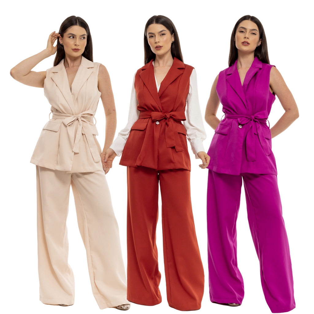 Conjunto Calça e Blazer colete feminino  HC-CON-049