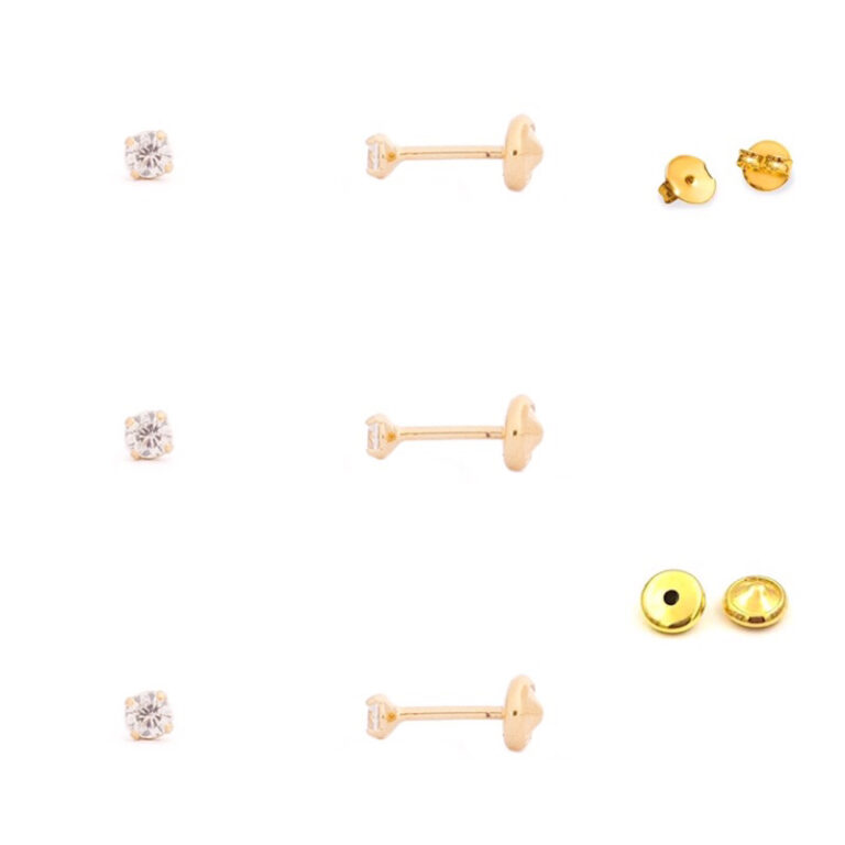 Kit 3 pares Mini Brincos ponto de luz infantil Car