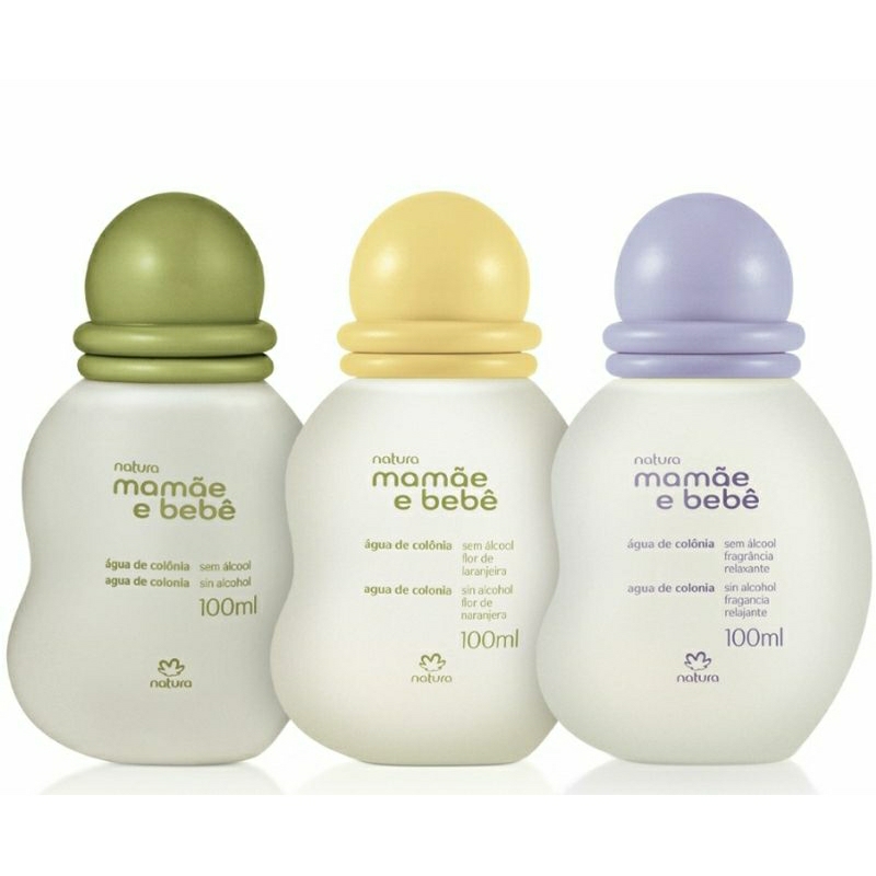 Colônia Mamãe/ Papai e Bebê natura 100ml: tradicional,  relaxante ou laranjeira