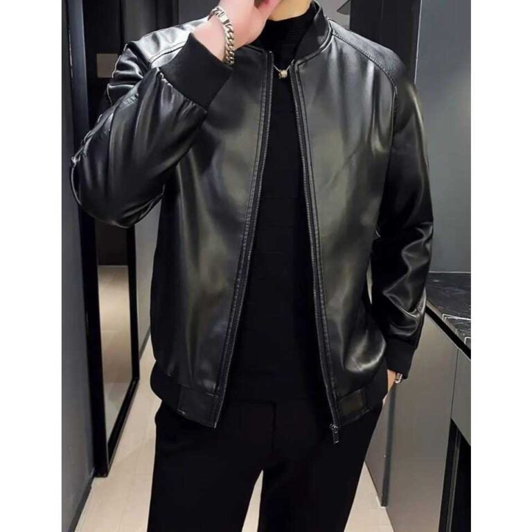 Blusa Masculina De Couro Frio Slim Gola Inverno Lu