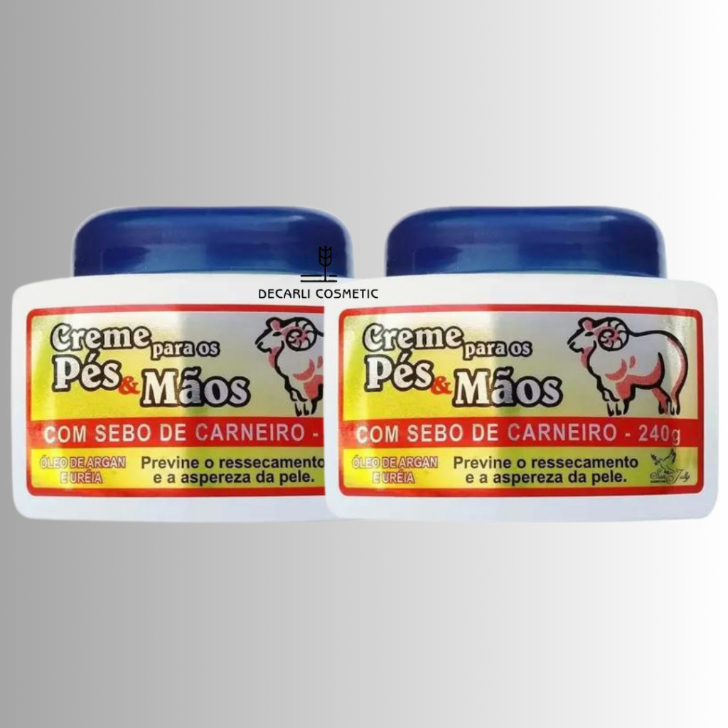 2 UN Creme para os Pés E Mãos com Sebo de Carneiro San Jully 240g