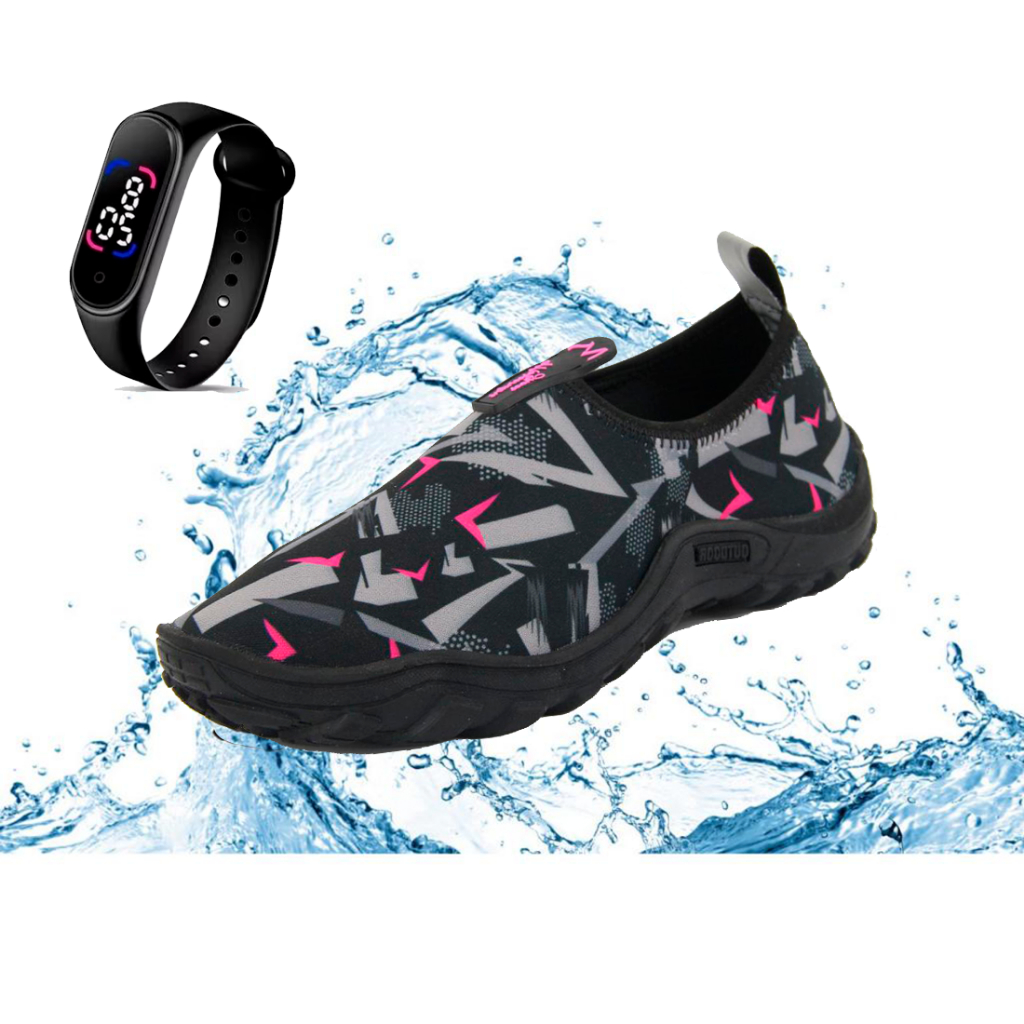 Sapatilha Nautica para academia, caminhada, acampamento, tenis meia leve + RELOGIO