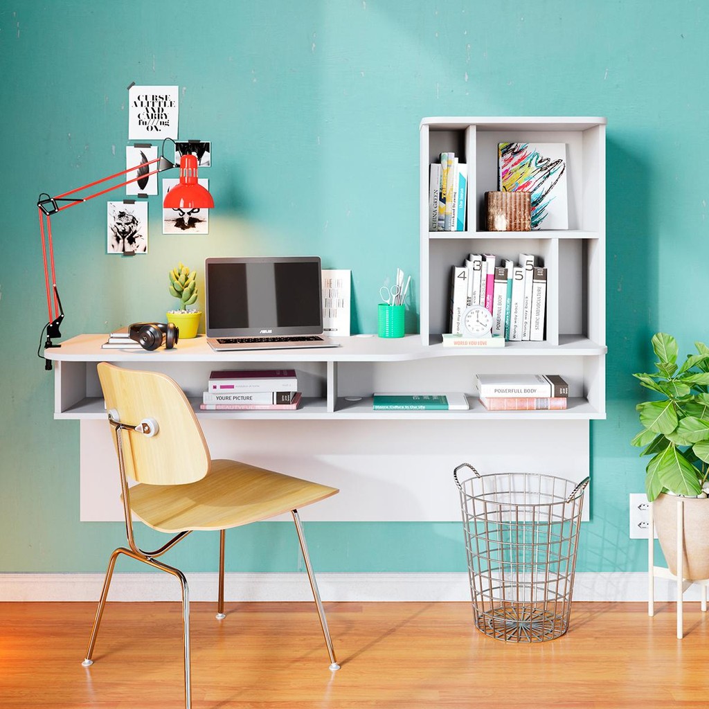 Escrivaninha Bancada de Estudo Lilac Moov Branco Fosco