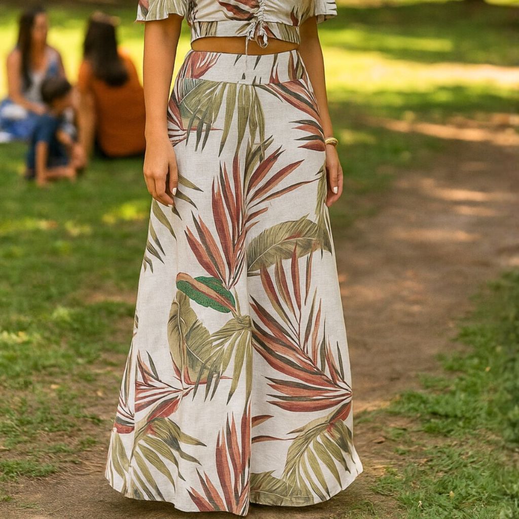 Saia Longa Estampada Feminina Cintura Alta Moda Evangélica Sem Fenda Suplex Liso Estampado Preto